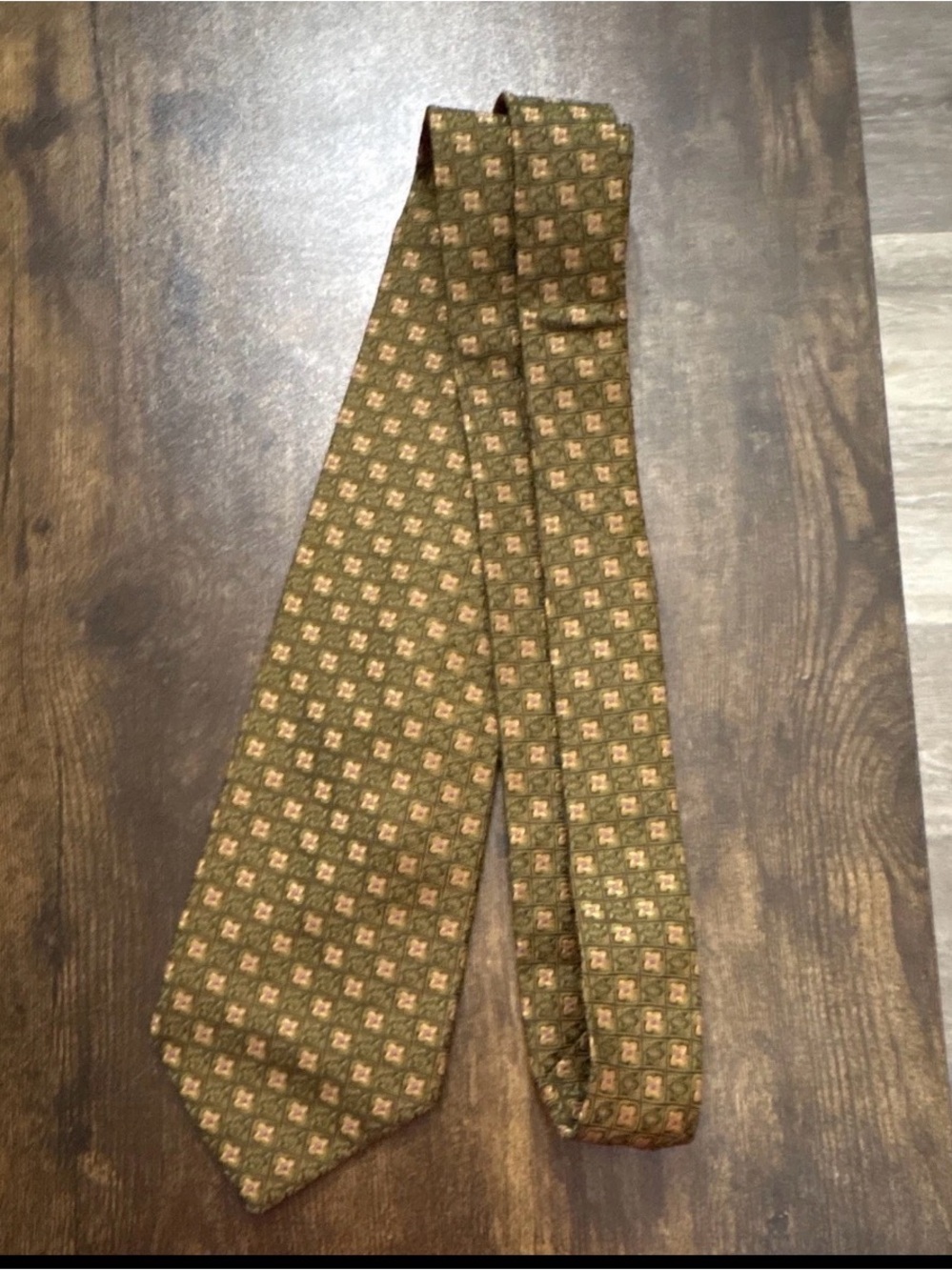 Robert Talbott Olive Green Geometric Silk Tie
